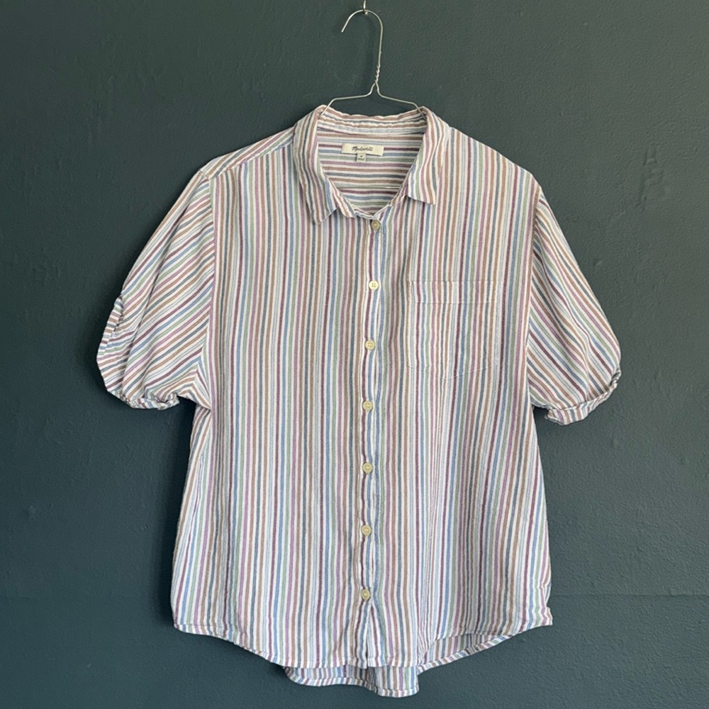 MADEWELL MEDIUM MULTI COLORED STRIPED BLOUSE